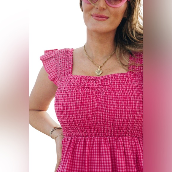 Ivy City Co Hailey Pink Gingham Midi Dress - Picture 4 of 4